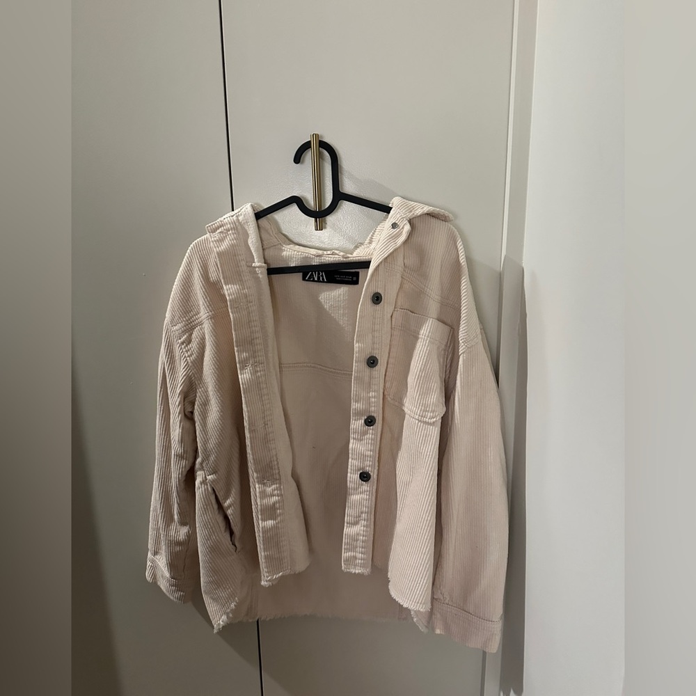 Zara Women's Beige Corduroy Utility Jacket